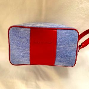Red and Denim Cosmetic bag by Max Stanco